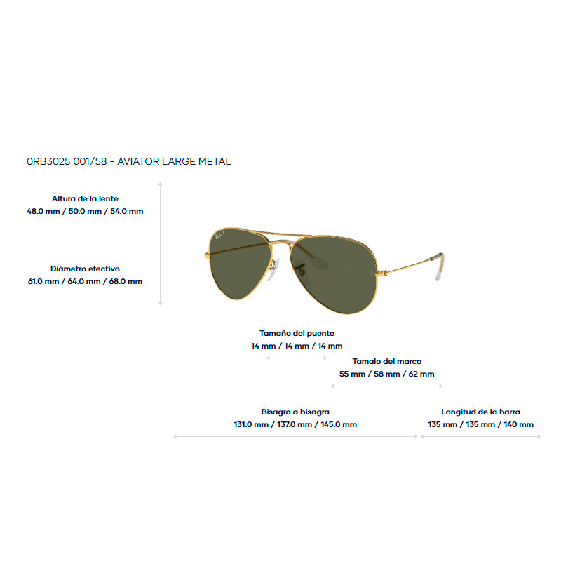 Ray Ban RB3025 Aviator large metal Oro