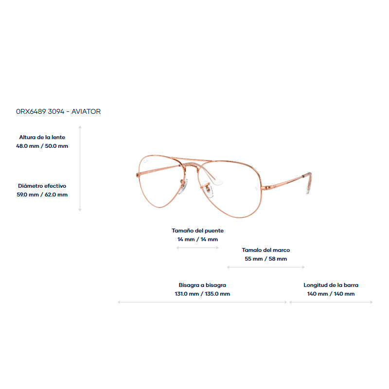 Ray Ban RB6489 Aviator Oro Rosa