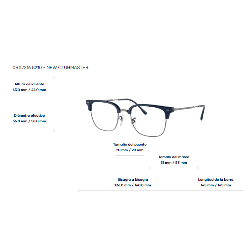 Ray Ban RB7216 New Clubmaster Azul